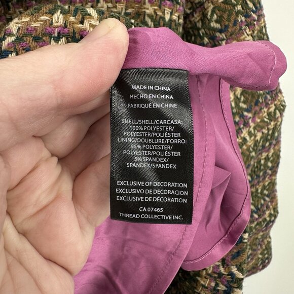 NVLT jacket blazer cape coat boucle tweed lantern sleeve plaid swing XL - Picture 7 of 7